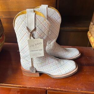 Tin Haul Women's White Wedding Western Boot Broad Square Toe Size 8